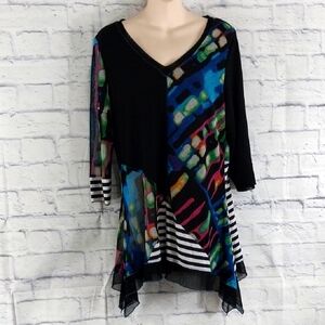 🔵BOGO FREE🔵 Lior Paris Tunic Top Flowy Artsy Abstract Sz L